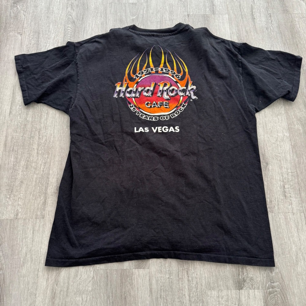 Vintage Hard Rock Cafe Las Vegas 25 Years of Rock T-Shirt Black 1996 XL